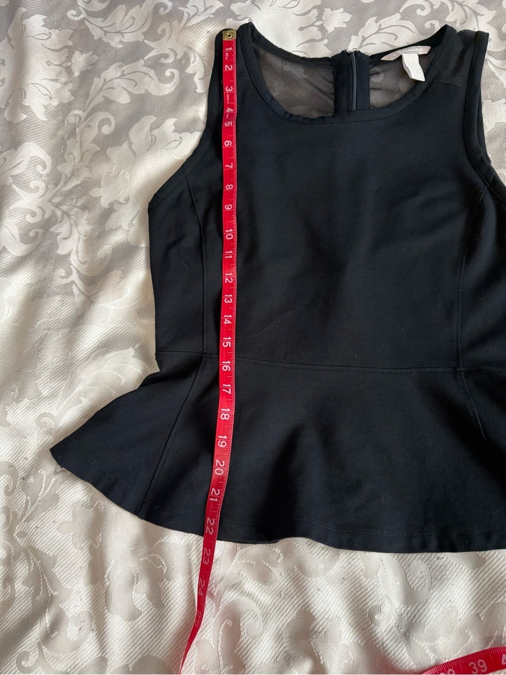 Banana Republic Black Peplum Blouse Size 4 Sheer Mesh Sleeveless - Picture 7 of 7